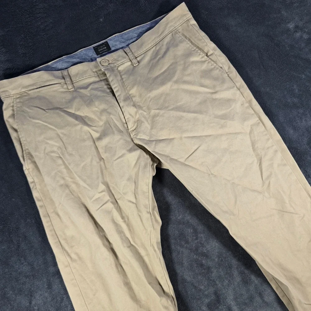 J.Crew Stretch Chinos Pants Casual Everyday Khaki Beige W35 L32 Mens 35x32